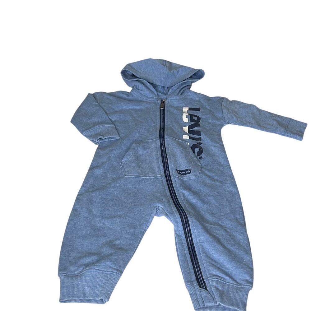 Levi's Boys sz 9 M Play all day full zip coverall w/hood bold logo